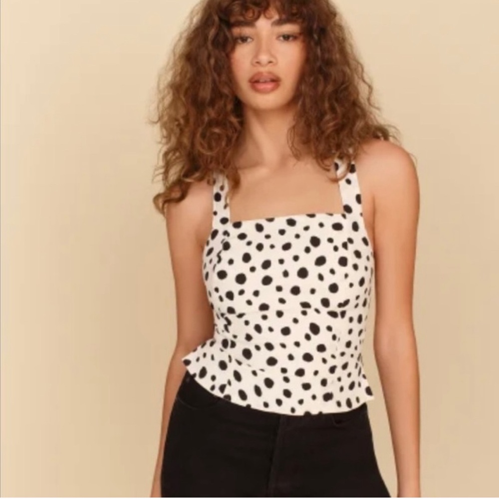 Reformation Cara Polka Dot Crop Top - Picture 3 of 8